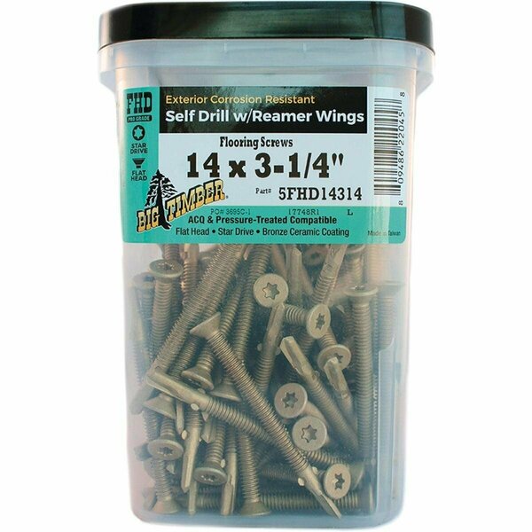 Big Timber #14 x 3-1/4 In. Flat Head Self-Drilling Bronze Reamer Screw, 150PK 5FHD14314